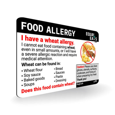 English Wheat Allergy Card