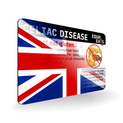 English Celiac Disease Card - Gluten Free Travel in United Kingdom London