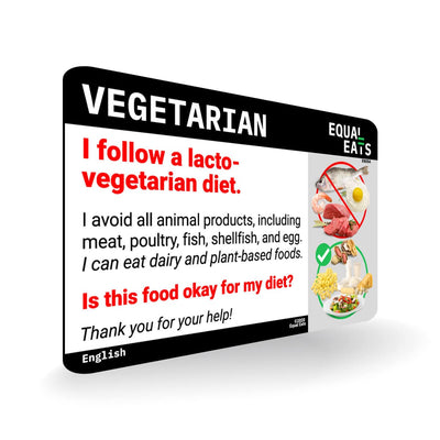 Lacto Vegetarian Card in English (Printable)