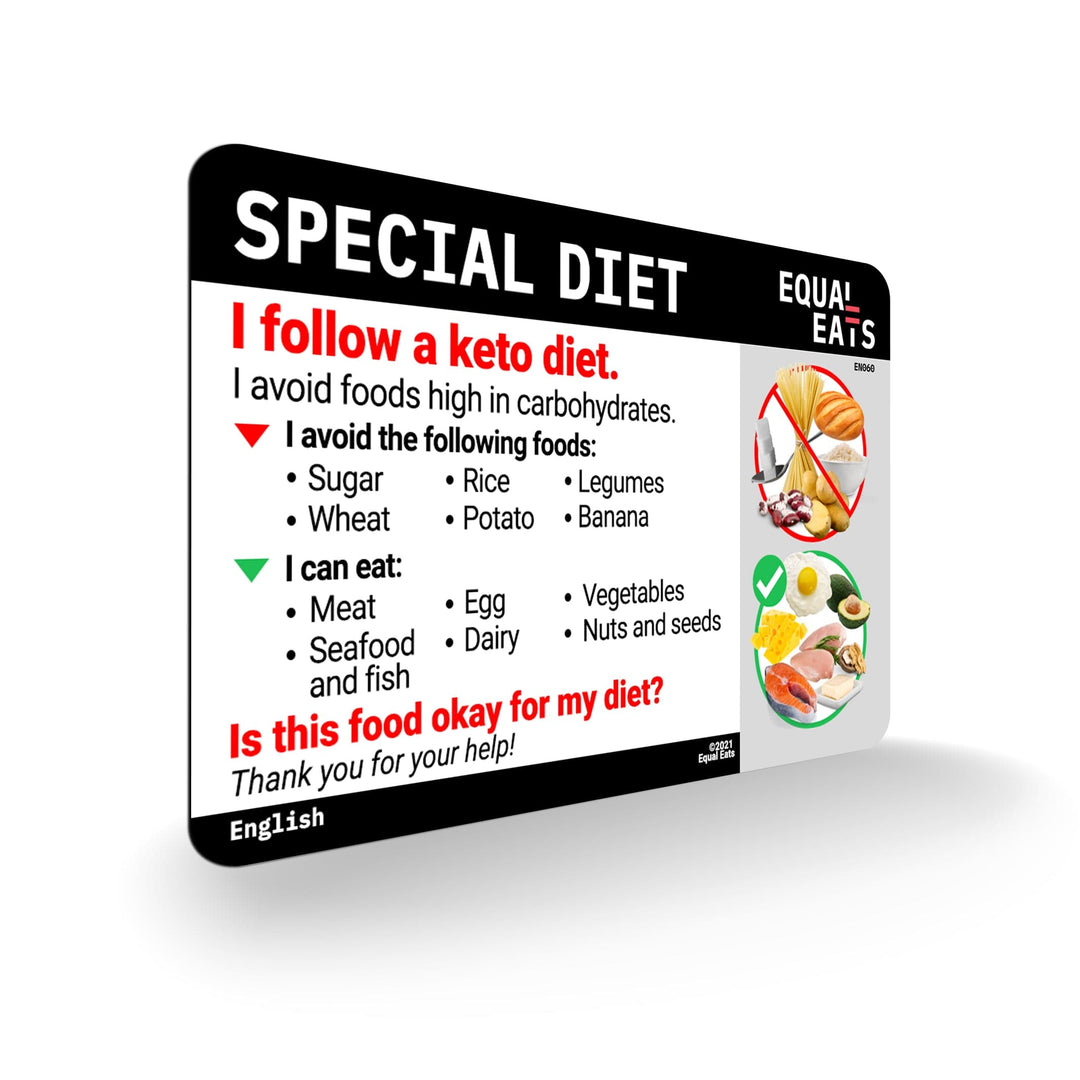 English Keto Diet Card