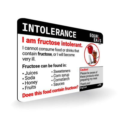 English Fructose Intolerance Card