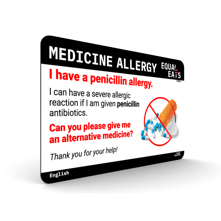 English Penicillin Allergy Card