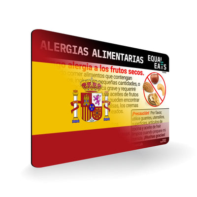 Tree Nut Allergy in Spanish, Translation Card