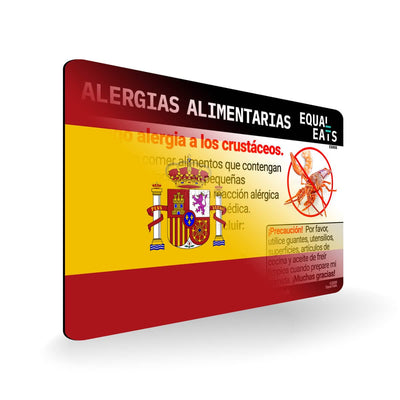 Crustacean Allergy in Spanish. Crustacean Allergy Card for Spain
