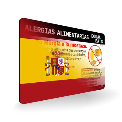 Mustard Allergy in Spanish. Mustard Allergy Card for Spain