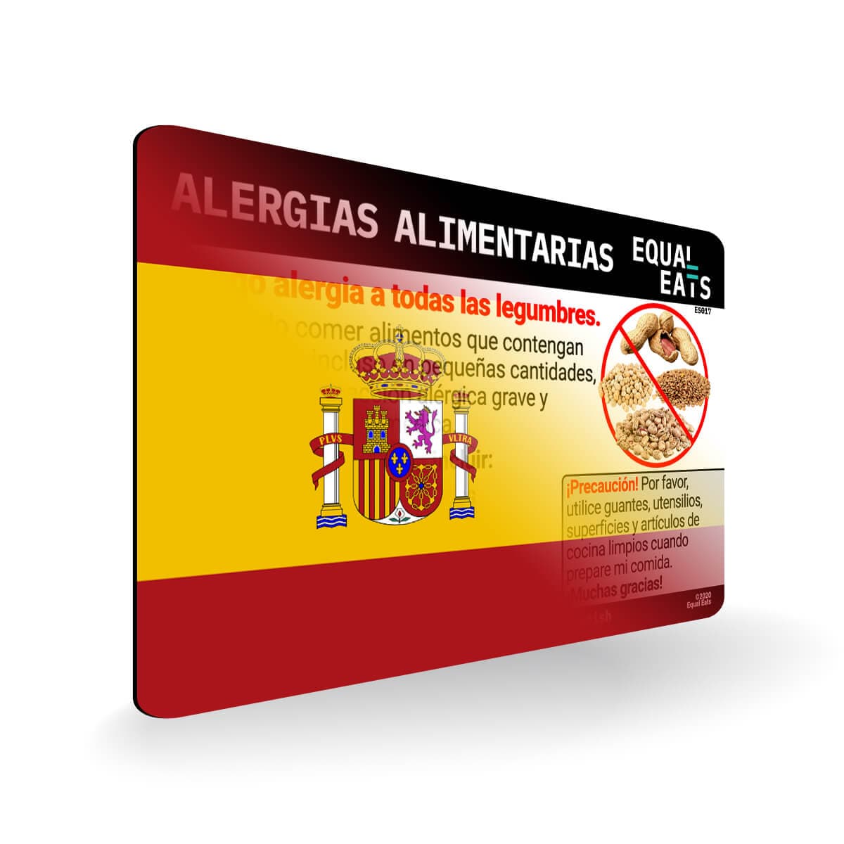 Legume Allergy in Spanish. Legume Allergy Card for Spain