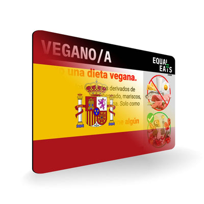 Vegan Diet in Spanish. Vegan Card for Spain