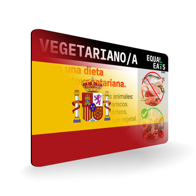 Lacto Ovo Vegetarian Diet in Spanish. Vegetarian Card for Spain