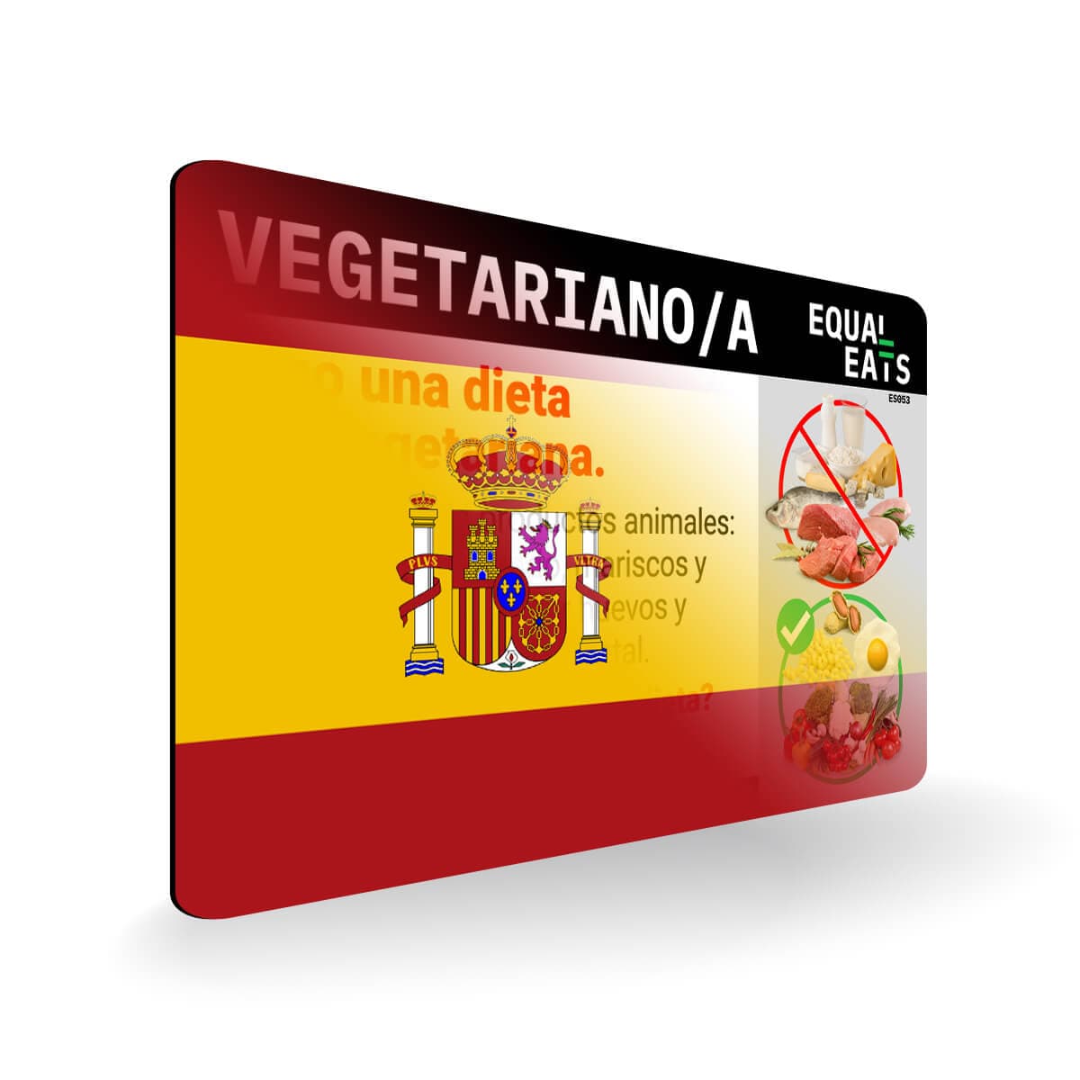 Ovo Vegetarian in Spanish. Card for Vegetarian in Spain