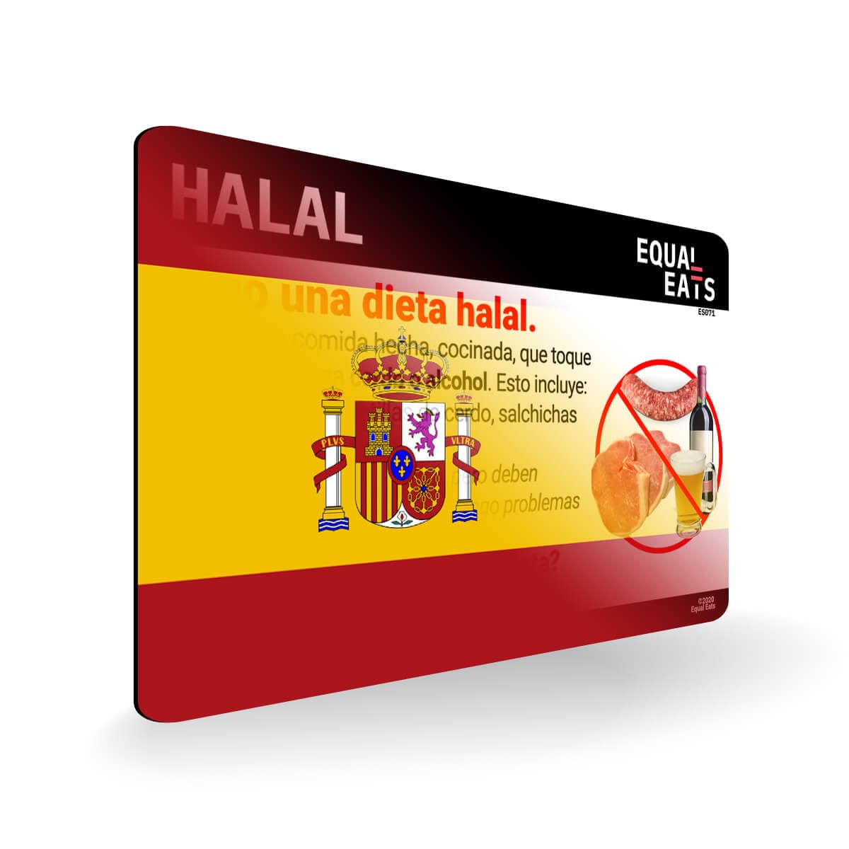 Halal Diet in Spanish. Halal Food Card for Spain