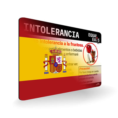 Fructose Intolerance in Spanish. Fructose Intolerant Card for Spain