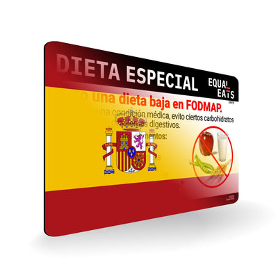 Low FODMAP Diet in Spanish. Low FODMAP Diet Card for Spain