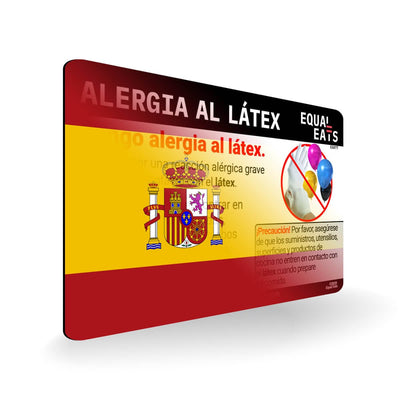 Latex Allergy in Spanish. Latex Allergy Travel Card for Spain