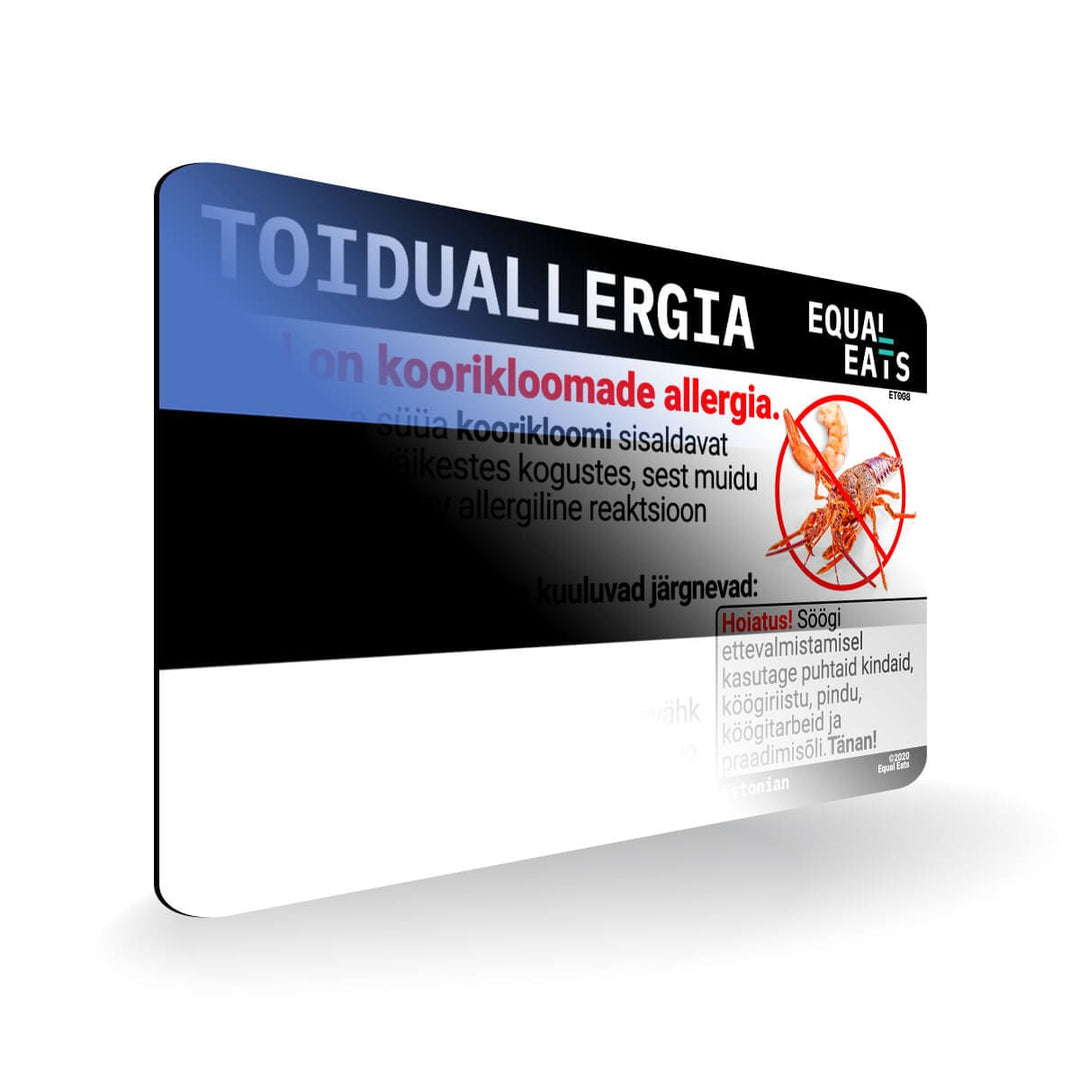 Crustacean Allergy in Estonian. Crustacean Allergy Card for Estonia