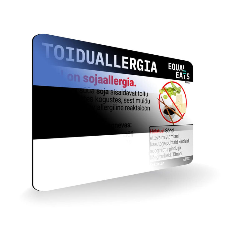 Soy Allergy in Estonian. Soy Allergy Card for Estonia