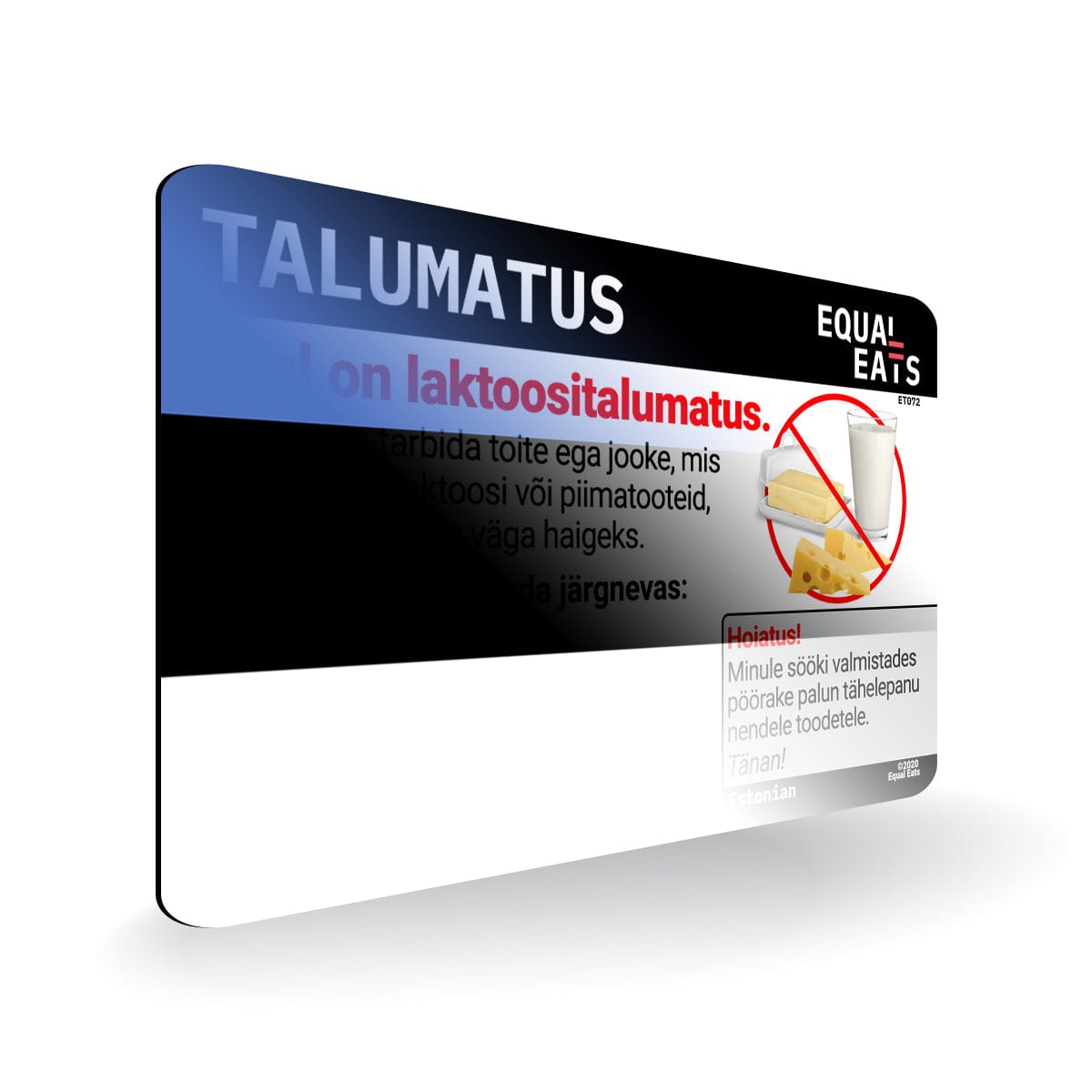 Lactose Intolerance in Estonian. Lactose Intolerant Card for Estonia