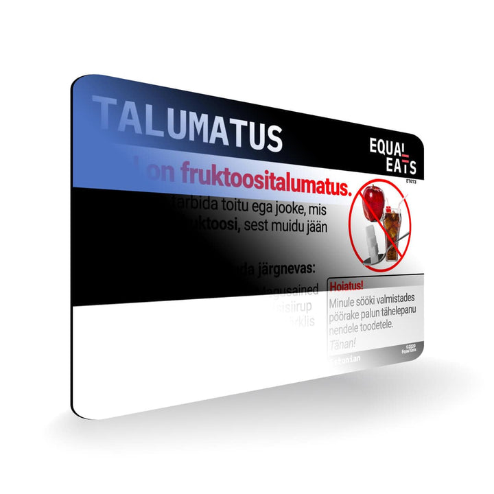 Fructose Intolerance in Estonian. Fructose Intolerant Card for Estonia