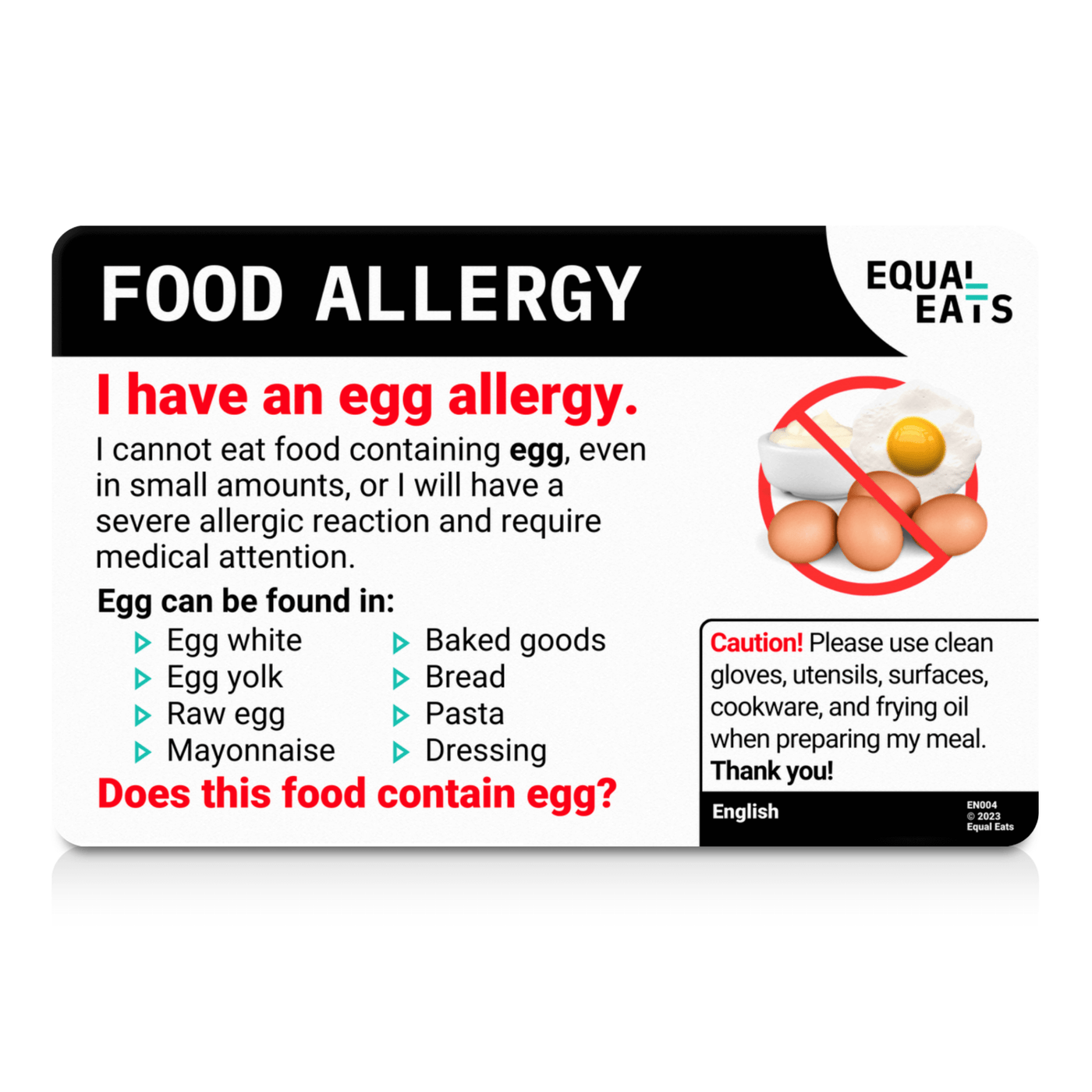 Simplified Chinese Egg Allergy Card