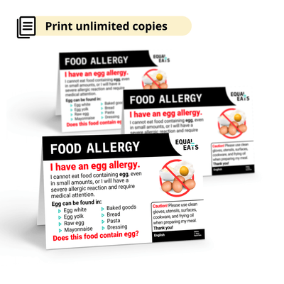 Free Egg Allergy Card in English (Printable)