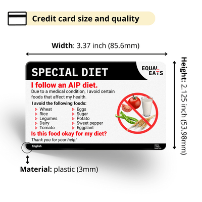 Turkish AIP Diet Card