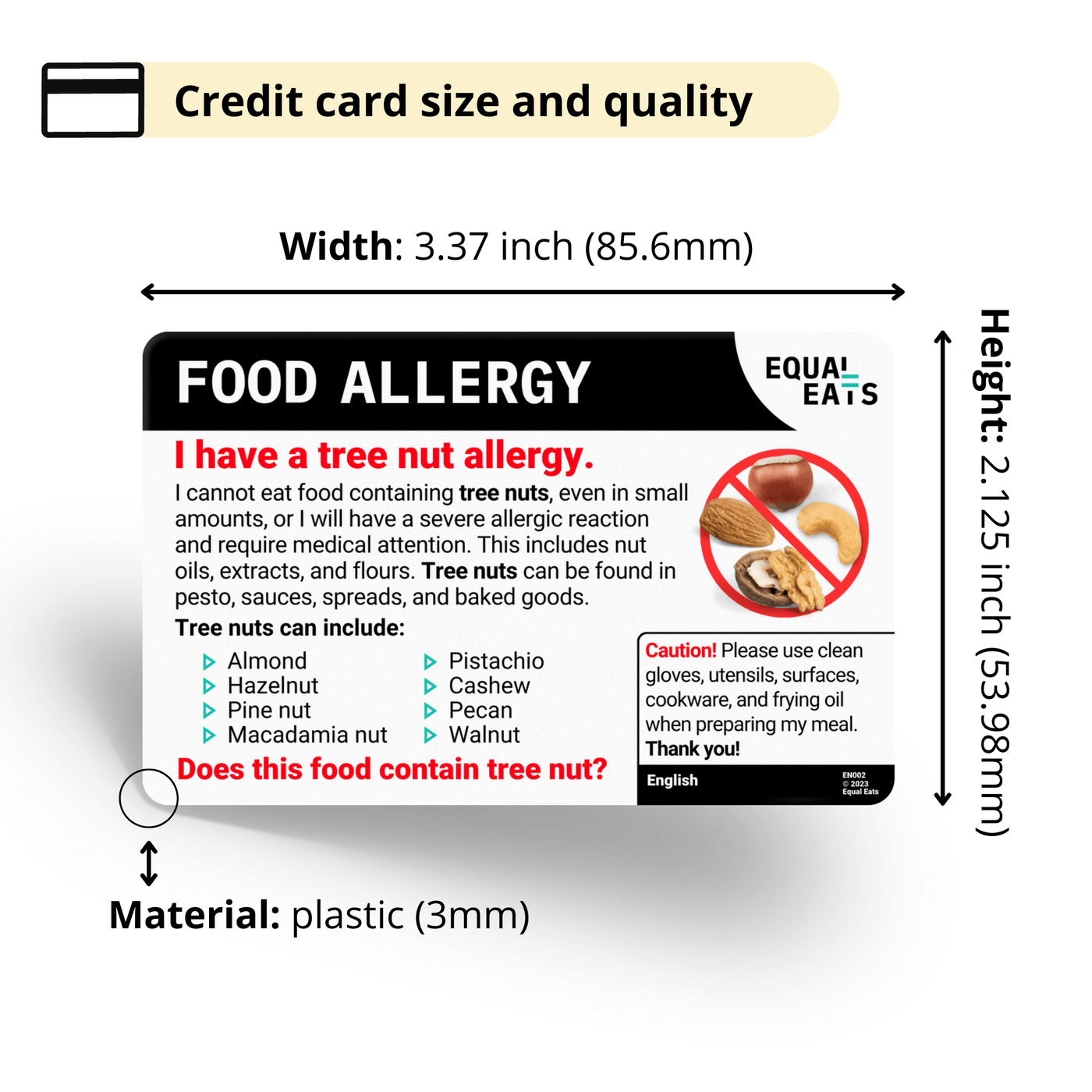Equal Eats Allergy Translation Card for Nuts