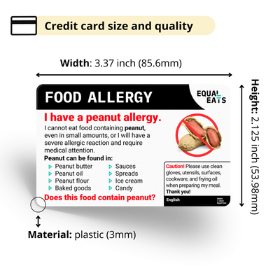 Traditional Chinese (Taiwan) Peanut Allergy Card