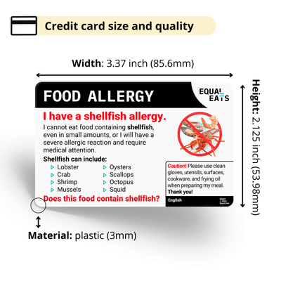 Arabic Shellfish Allergy Card