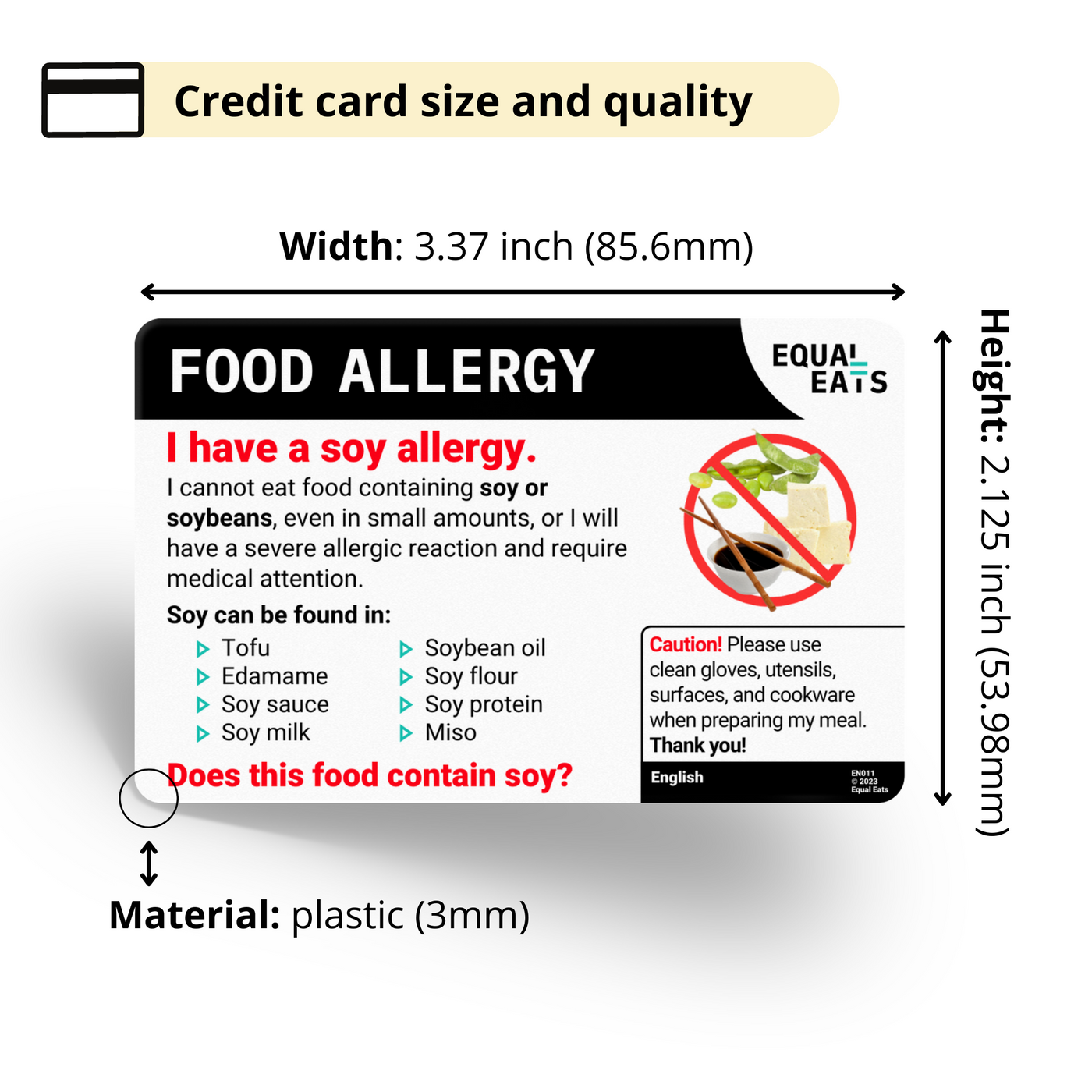 Equal Eats Allergy Translation Card Soy