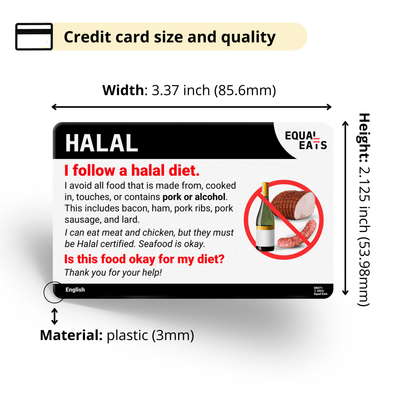 English Halal Diet Card