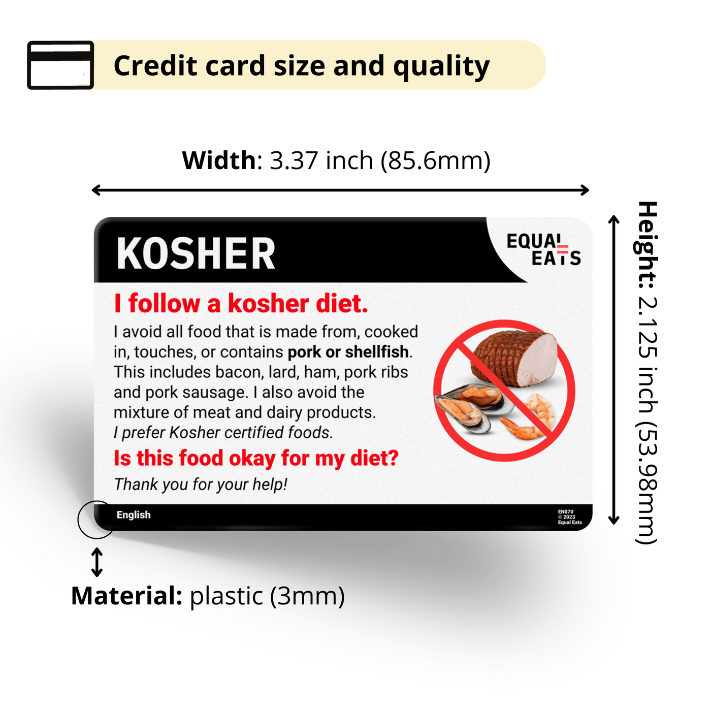 Equal Eats Dietary Translation Card Kosher