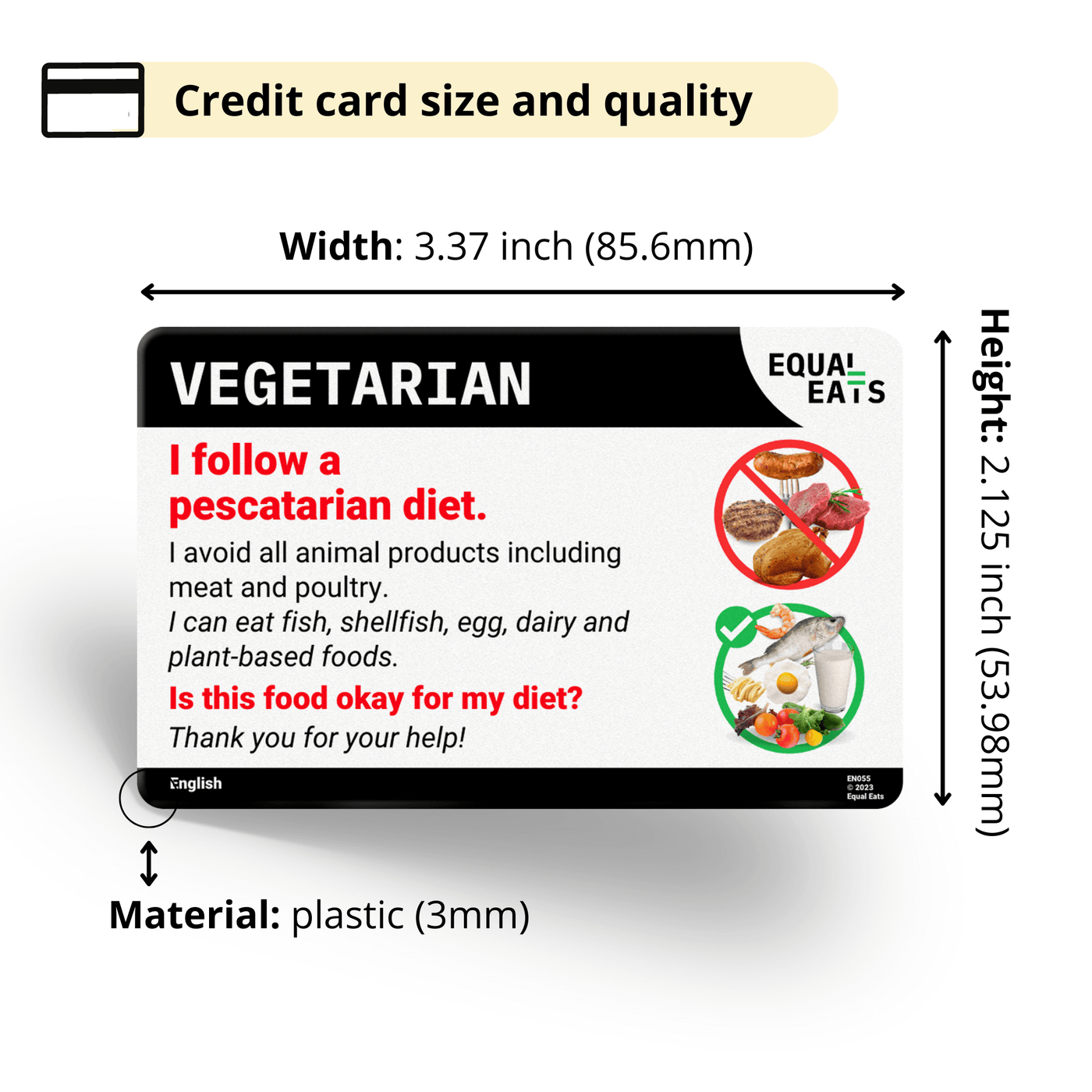 Simplified Chinese Pescatarian Card