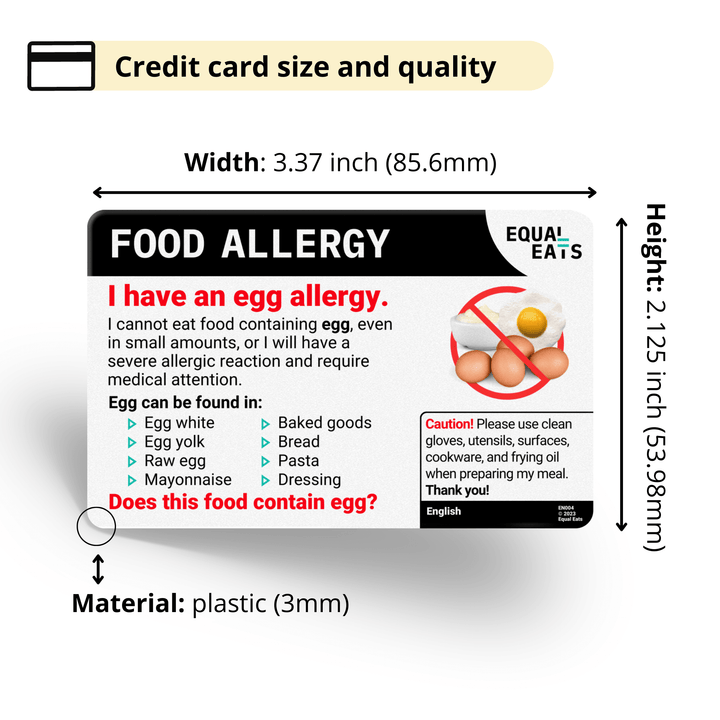 Hebrew Egg Allergy Card