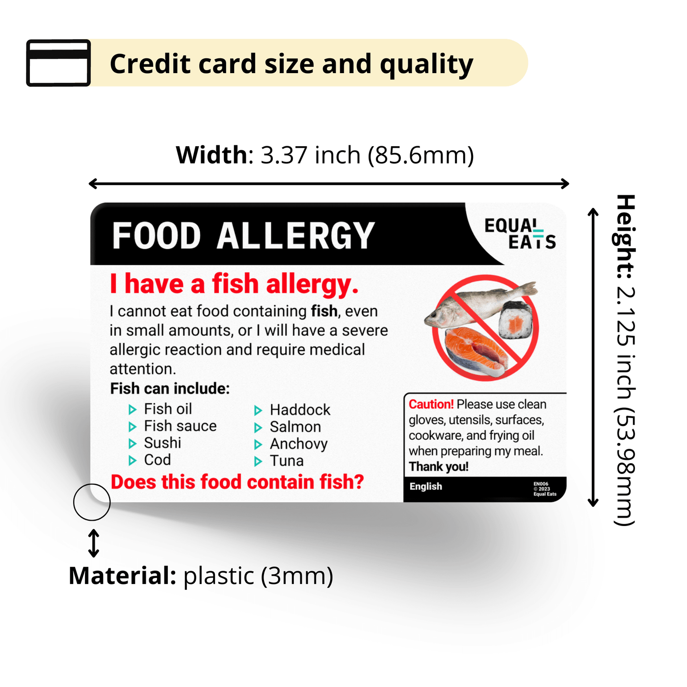 Equal Eats Fish Allergy Card