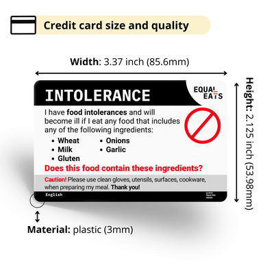 Equal Eats Intolerance Translation Card for Travel