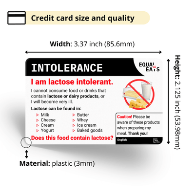 Lactose Intolerance Card in English