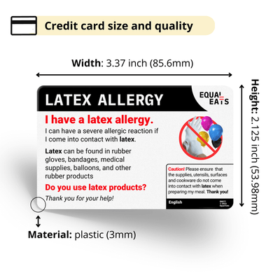 Bengali Latex Allergy Card