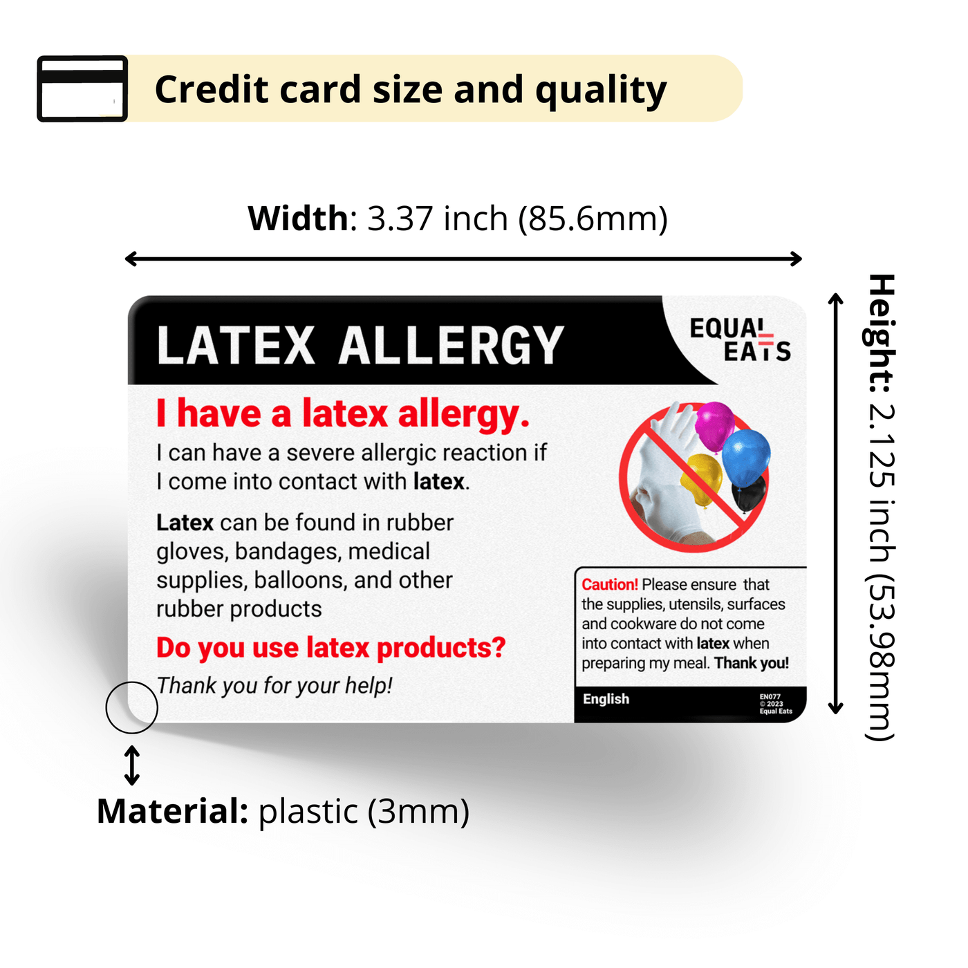 Dutch (Netherlands) Latex Allergy Card
