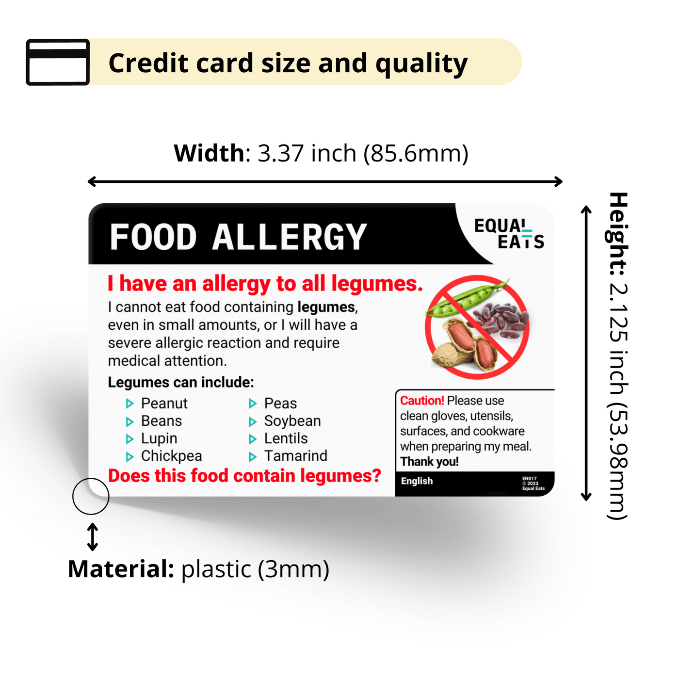 Traditional Chinese (Hong Kong) Legume Allergy Card