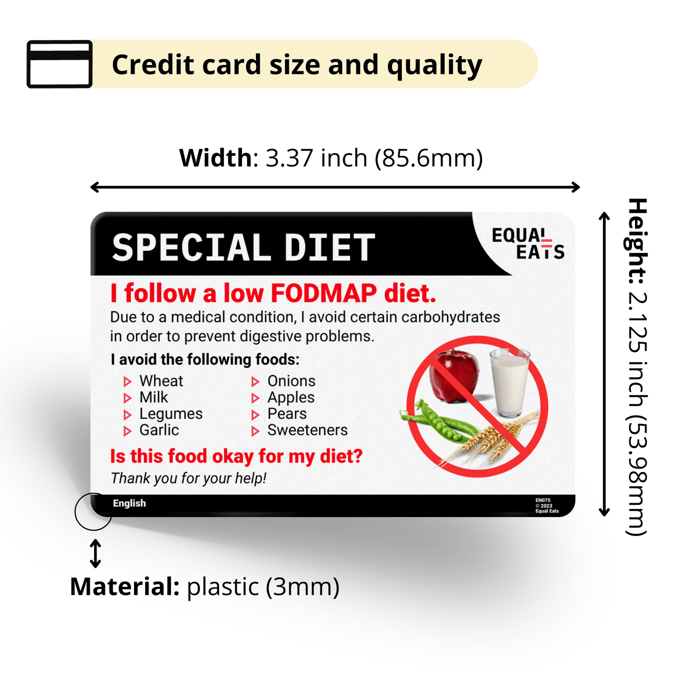 Low FODMAP Card in English (Printable)