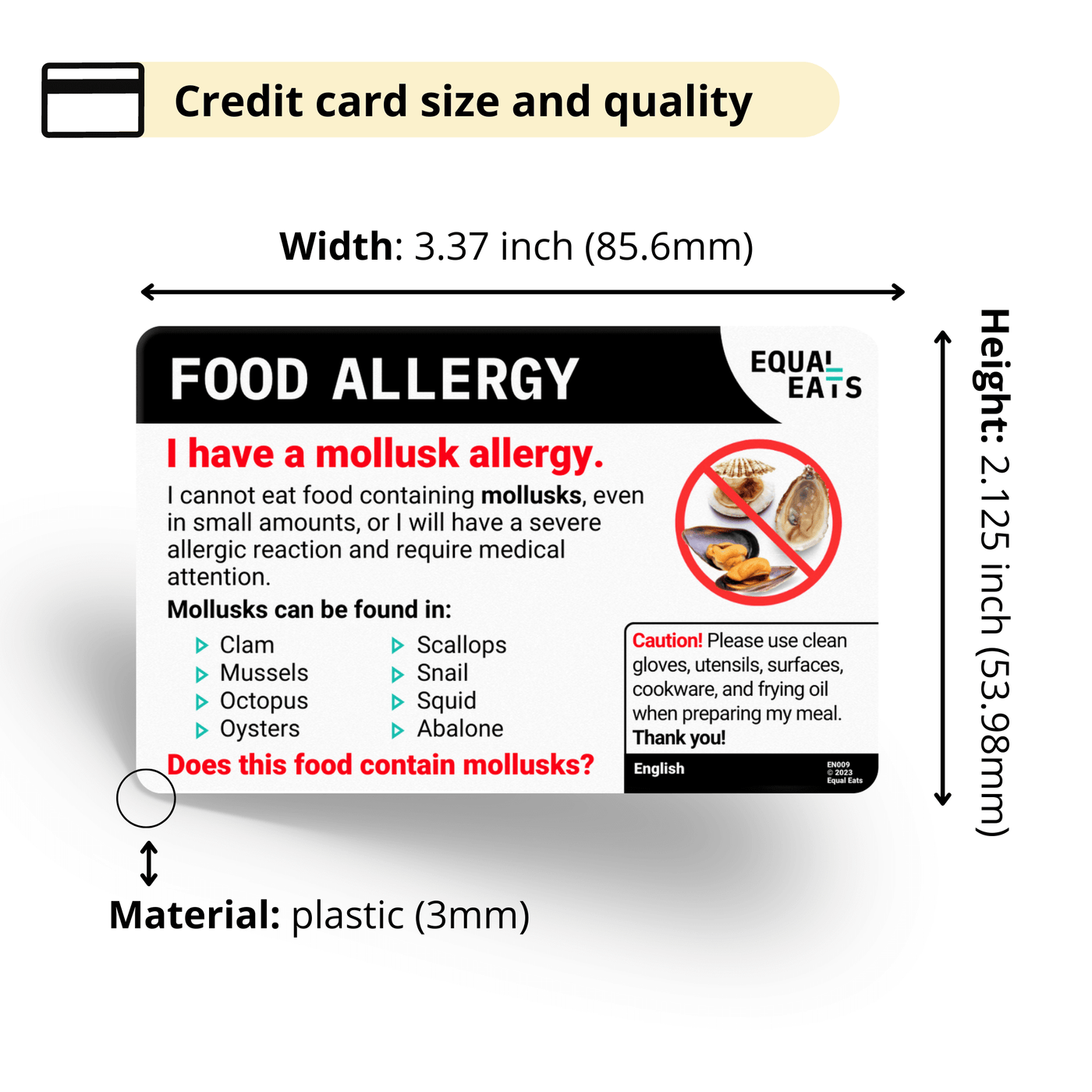 Tagalog Mollusk Allergy Card
