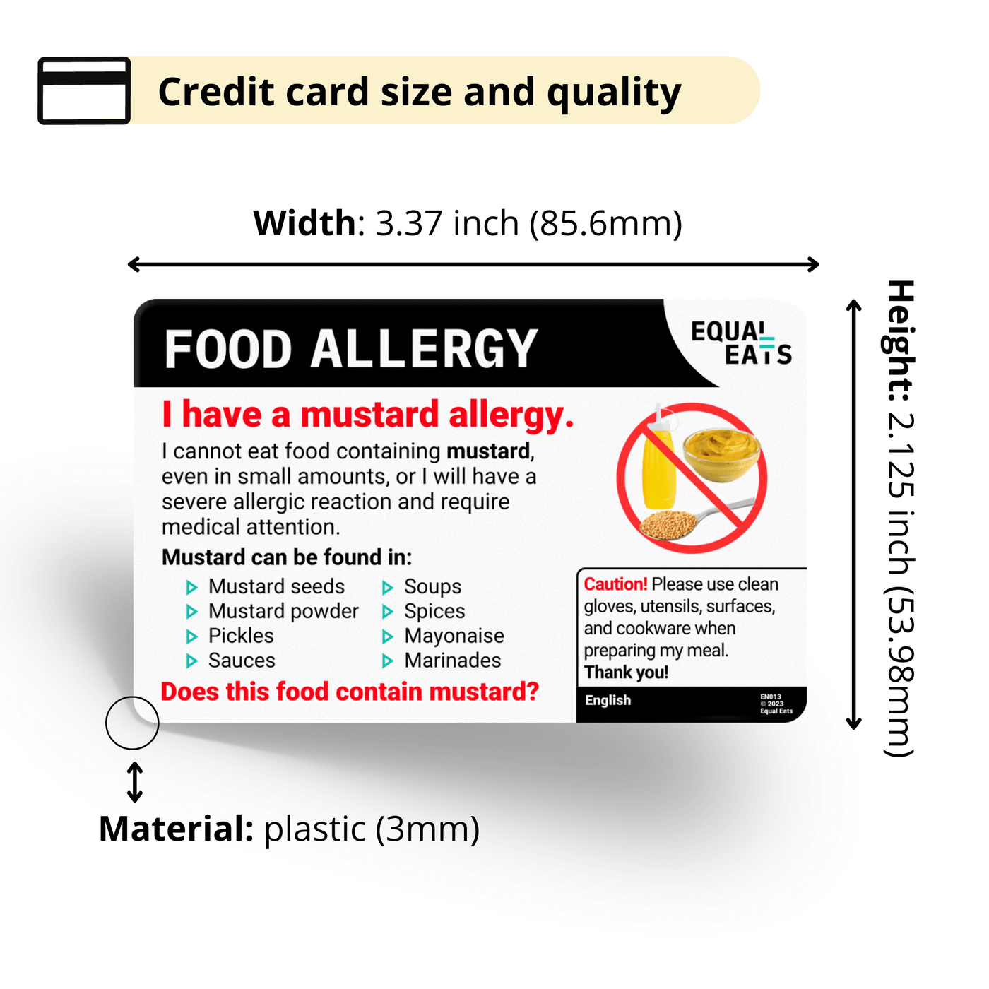 Traditional Chinese (Taiwan) Mustard Allergy Card