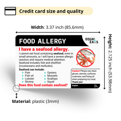 Spanish (Latin America) Seafood Allergy Card