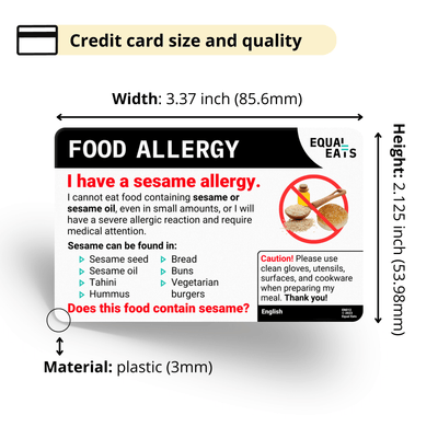 Traditional Chinese (Hong Kong) Sesame Allergy Card