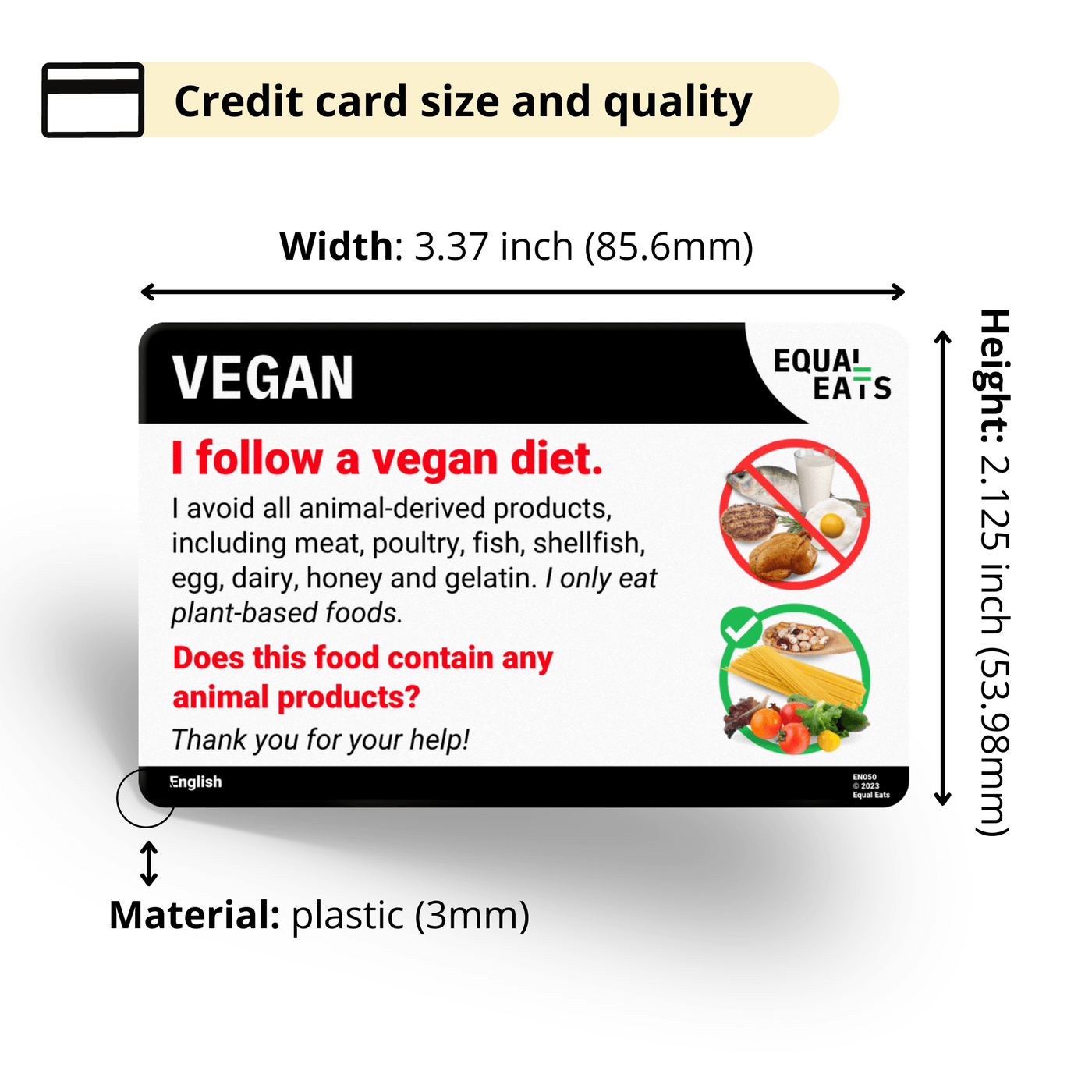 Equal Eats Vegan Diet Translation Card