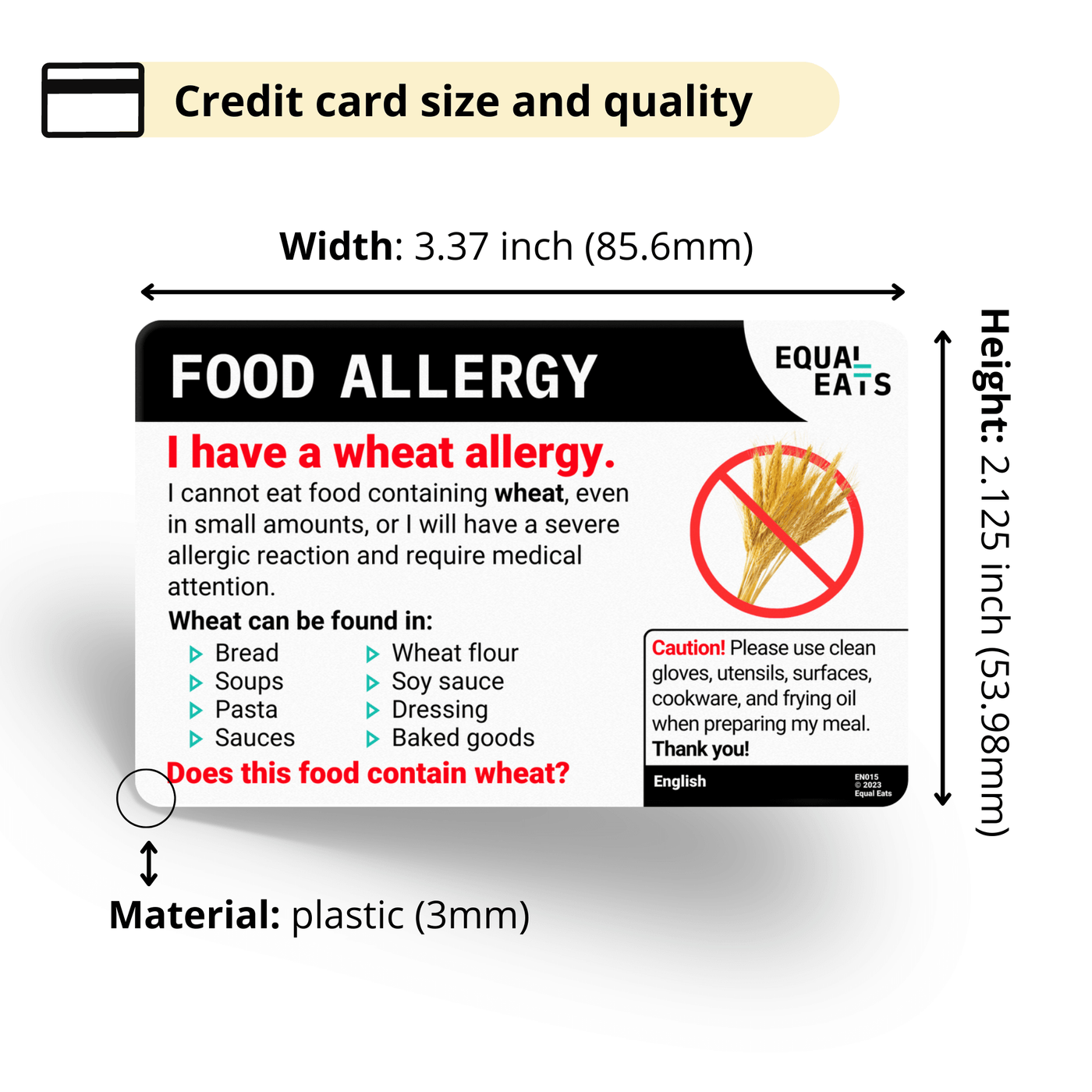 Equal Eats Wheat Allergy Translation Card