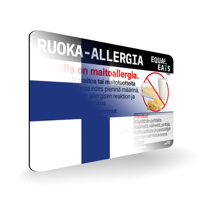 Milk Allergy in Finnish. Milk Allergy Card for Finland
