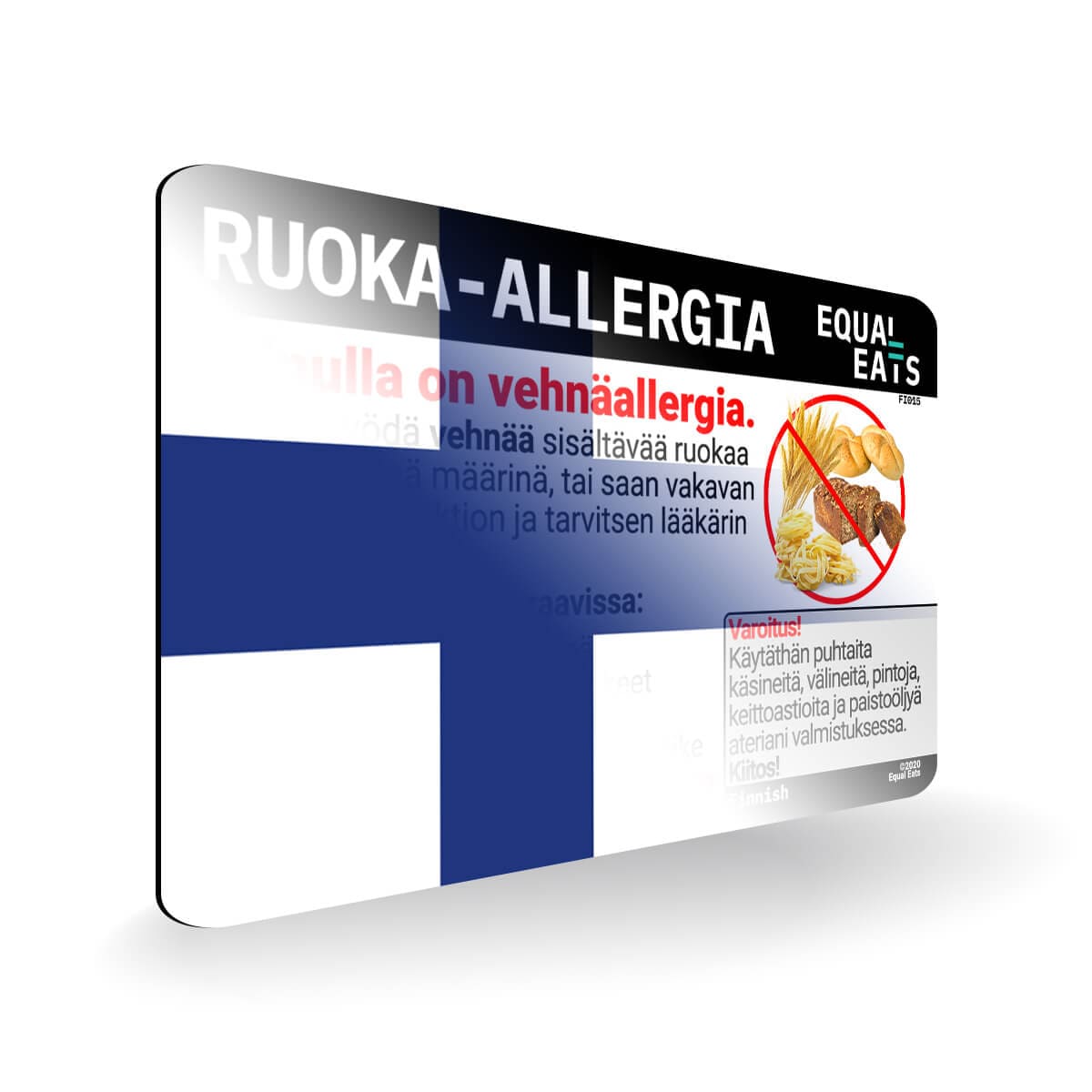 Wheat Allergy in Finnish. Wheat Allergy Card for Finland