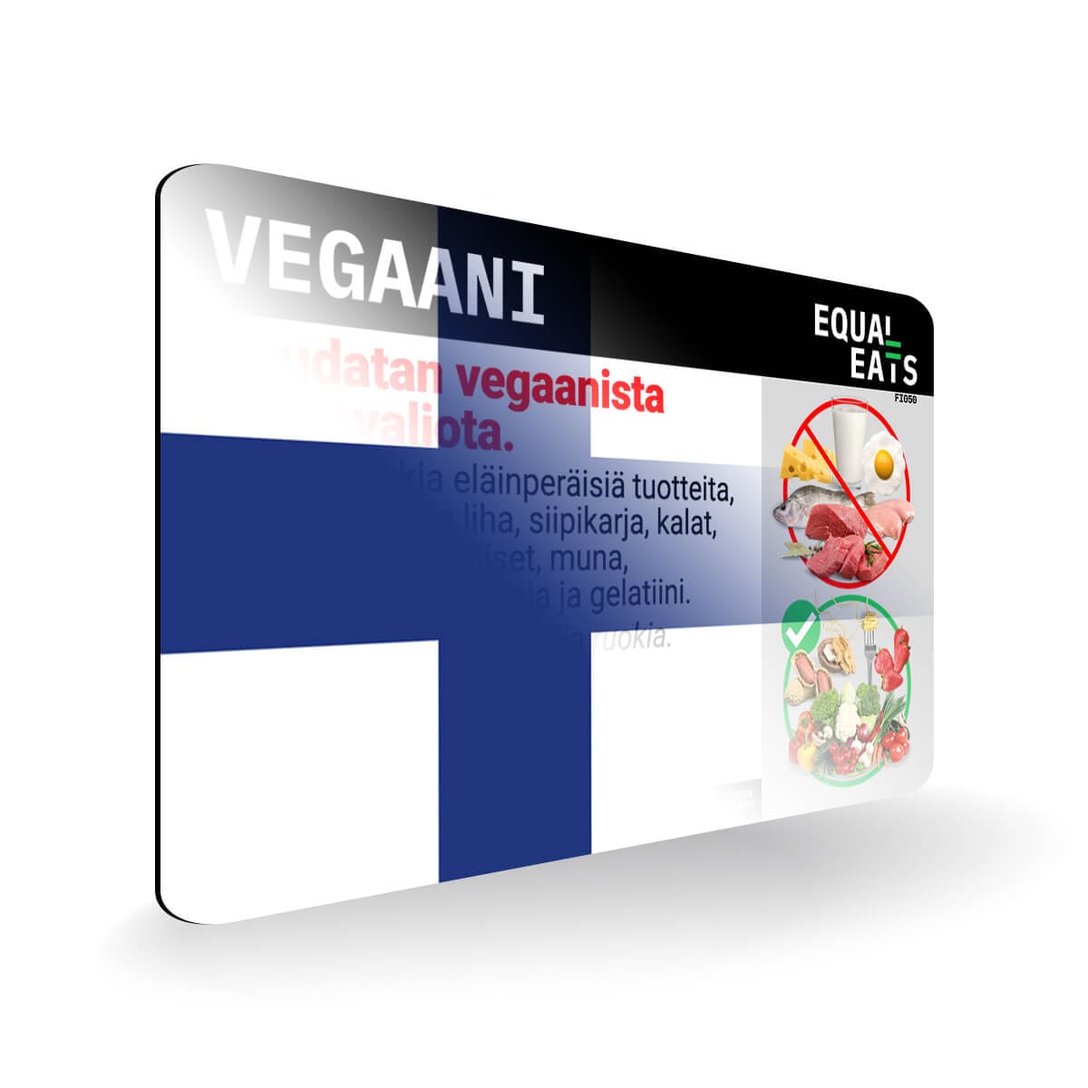 Vegan Diet in Finnish. Vegan Card for Finland