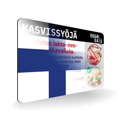 Lacto Ovo Vegetarian Diet in Finnish. Vegetarian Card for Finland