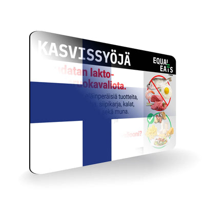 Lacto Vegetarian Card in Finnish. Vegetarian Travel for Finland